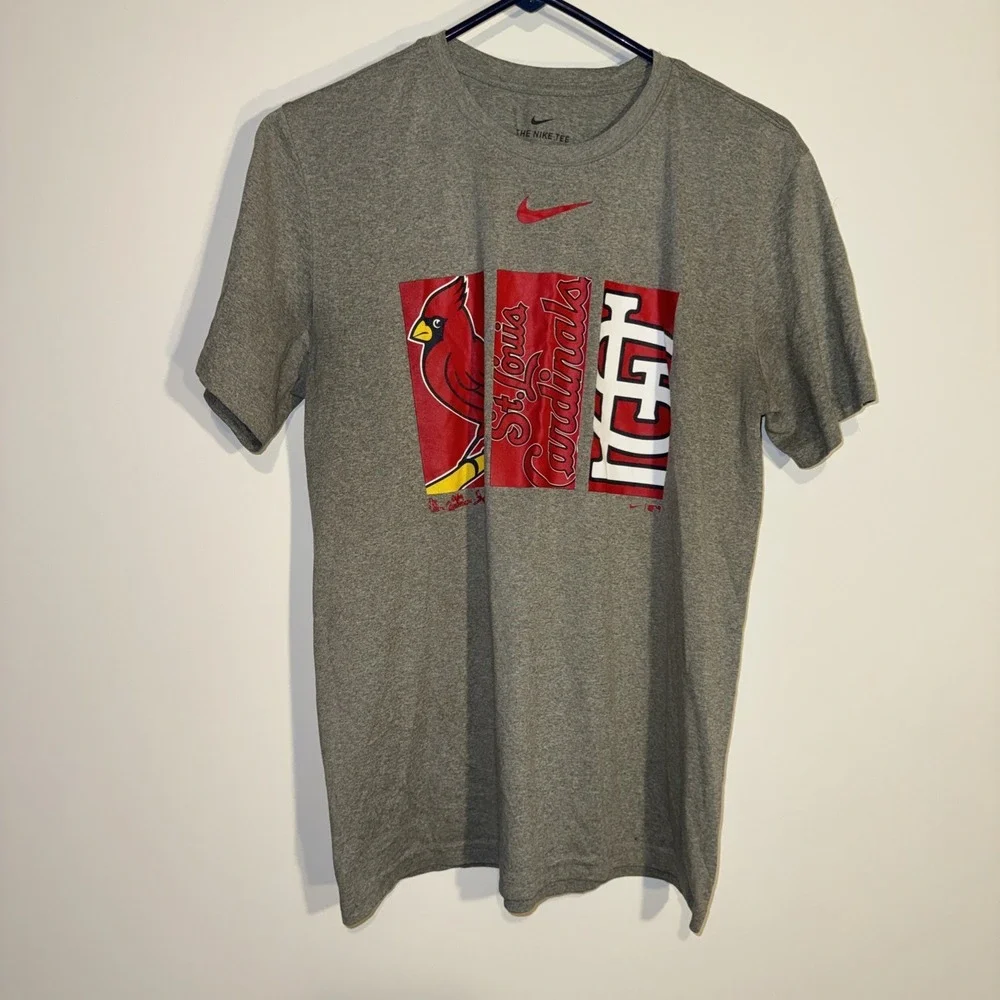 St. Louis Cardinals Baseball MLB The Nike Tee Boys Med Gray Short Sleeve Dri-fit